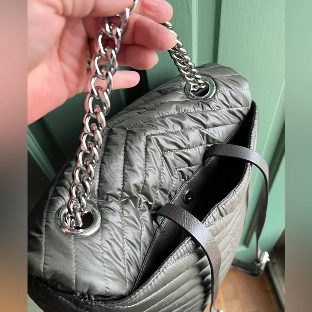 Rebecca Minkoff Edie Quilted Leather Backpack - Seaweed Green - Chain Detail